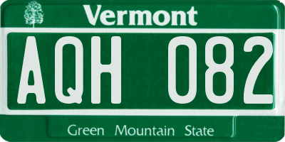 VT license plate AQH082