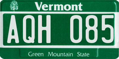 VT license plate AQH085