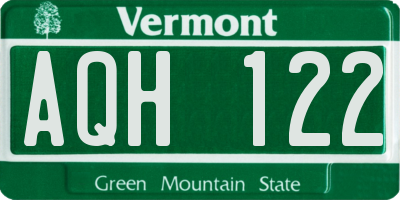 VT license plate AQH122