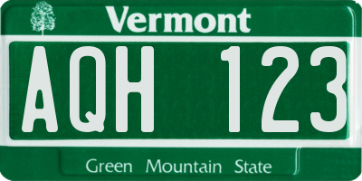 VT license plate AQH123