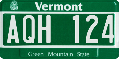 VT license plate AQH124