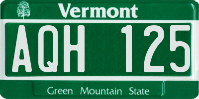 VT license plate AQH125