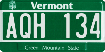 VT license plate AQH134