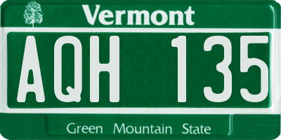 VT license plate AQH135
