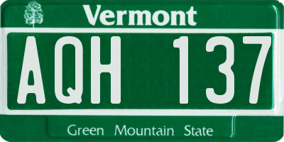 VT license plate AQH137