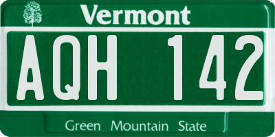 VT license plate AQH142