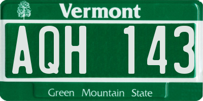 VT license plate AQH143