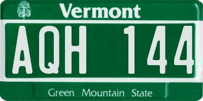 VT license plate AQH144