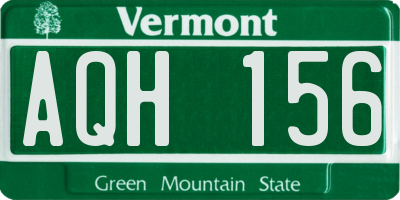 VT license plate AQH156
