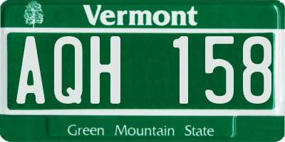 VT license plate AQH158