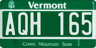 VT license plate AQH165