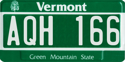 VT license plate AQH166
