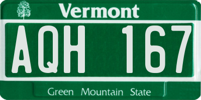 VT license plate AQH167