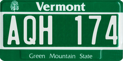 VT license plate AQH174