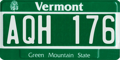 VT license plate AQH176