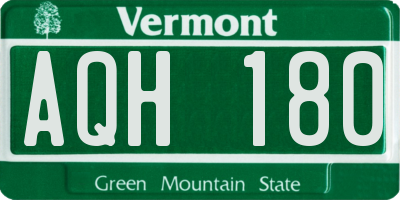 VT license plate AQH180