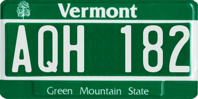 VT license plate AQH182