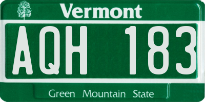 VT license plate AQH183