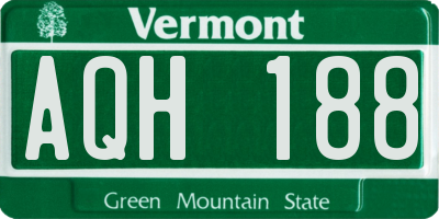 VT license plate AQH188