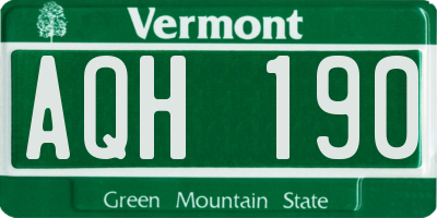 VT license plate AQH190