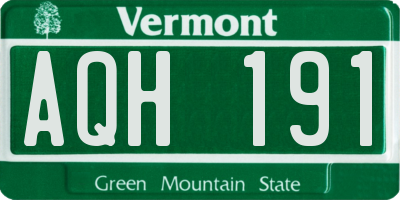 VT license plate AQH191