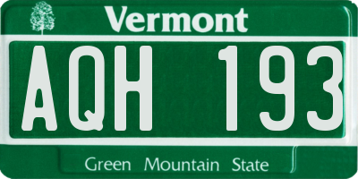 VT license plate AQH193