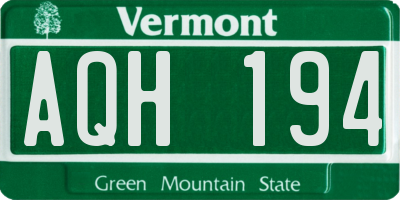 VT license plate AQH194