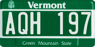 VT license plate AQH197