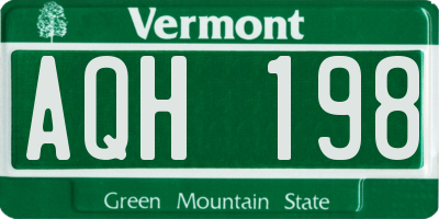 VT license plate AQH198