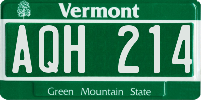 VT license plate AQH214