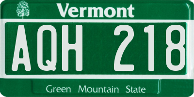 VT license plate AQH218