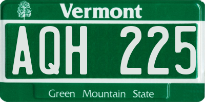 VT license plate AQH225