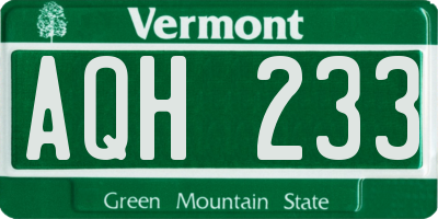 VT license plate AQH233