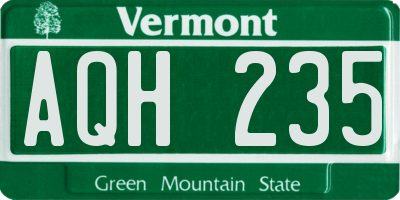 VT license plate AQH235