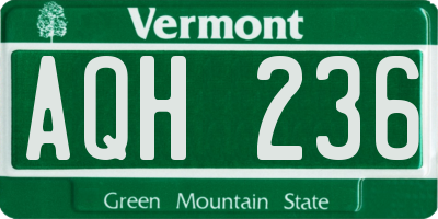 VT license plate AQH236