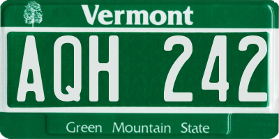 VT license plate AQH242