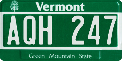 VT license plate AQH247