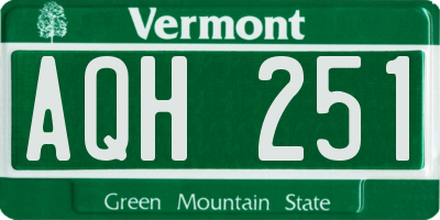 VT license plate AQH251