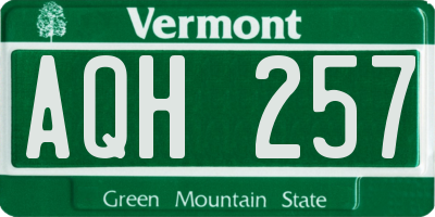 VT license plate AQH257