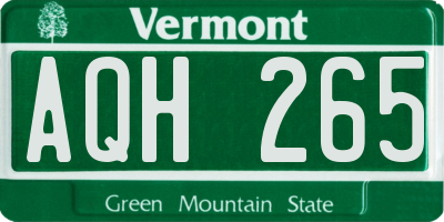 VT license plate AQH265