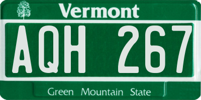 VT license plate AQH267