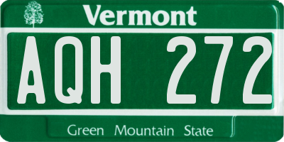 VT license plate AQH272