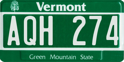 VT license plate AQH274