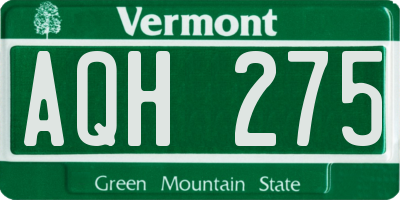 VT license plate AQH275
