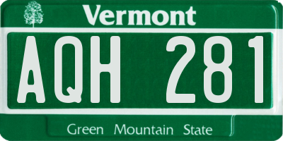 VT license plate AQH281