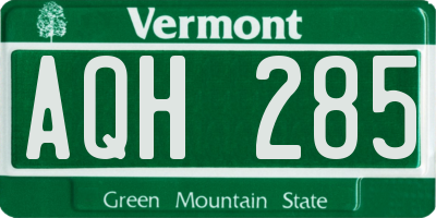 VT license plate AQH285