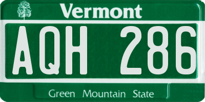 VT license plate AQH286