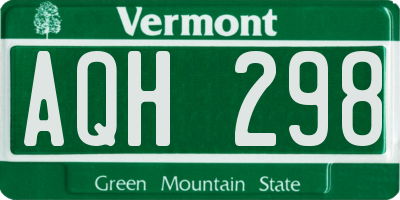 VT license plate AQH298