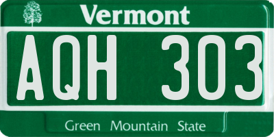 VT license plate AQH303