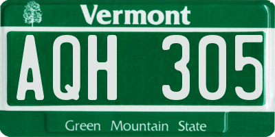 VT license plate AQH305